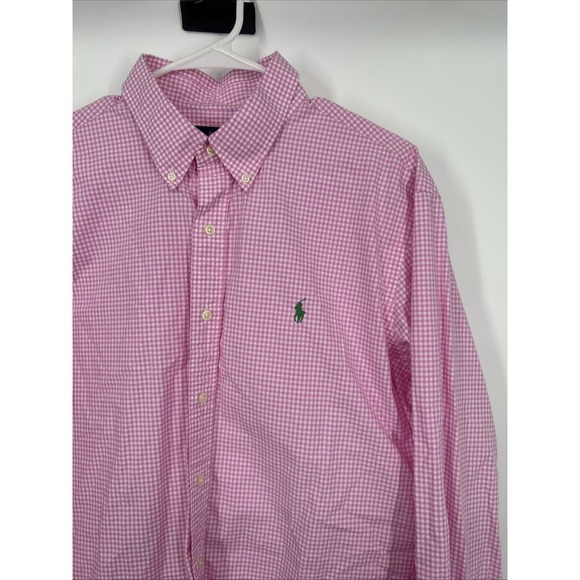 Lauren Ralph Lauren Other - Ralph Lauren Men's XL Pink Gingham Shirt Green Pony Cotton Long Sleeve